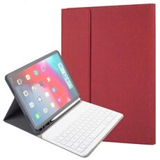 RK11 per iPad Pro da 11 pollici con texture di seta staccabile in plastica con tastiera Bluetooth Cover in pelle con slot per penna e funzione di supporto (rosso)