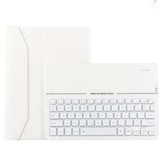 FT2068D Per iPad Air 2 e Air 1 / Pro 9.7 pollici e 2017 iPad e 2018 iPad Versione retroilluminata Pelle di agnello Texture Vetro temperato staccabile Tastiera Bluetooth Cover in pelle con slot per penna e funzione di supporto (bianco)