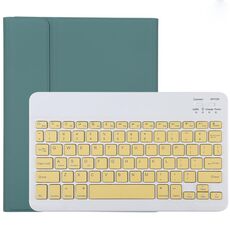 TG11B Tastiera Bluetooth staccabile gialla + custodia protettiva in pelle microfibra per iPad Pro da 11 pollici (2020), con slot per penna e supporto (verde scuro)