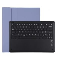 Custodia protettiva in pelle microfibra con tastiera nera Bluetooth rimovibile T129 per iPad Pro da 12,9 pollici (2020), con supporto (viola)