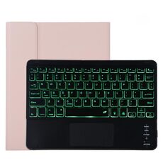 TG11BCS Custodia protettiva in pelle microfibra con tastiera nera Bluetooth rimovibile per iPad Pro da 11 pollici (2020), con retroilluminazione, touchpad, slot per penna e supporto (rosa)