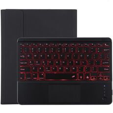 TG-102BCS Tastiera Bluetooth staccabile nera + custodia protettiva in pelle in microfibra per iPad 10,2 pollici / iPad Air (2019), con touch pad e retroilluminazione, slot per penna e supporto (nero)