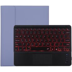 TG-102BCS Tastiera Bluetooth staccabile nera + custodia protettiva in pelle in microfibra per iPad da 10,2 pollici / iPad Air (2019), con touch pad e retroilluminazione, slot per penna e supporto (viola)