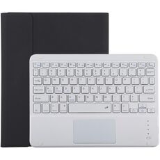 TG-102BC Tastiera Bluetooth staccabile bianca + custodia protettiva in pelle in microfibra per iPad 10,2 pollici / iPad Air (2019), con touch pad, slot per penna e supporto (nero)