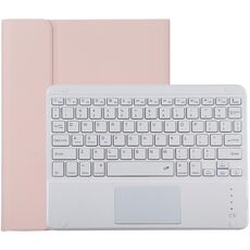 TG-102BC Tastiera Bluetooth staccabile bianca + Custodia protettiva in pelle in microfibra per iPad 10,2 pollici / iPad Air (2019), con touch pad, slot per penna e supporto (rosa)