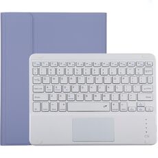 TG-102BC Tastiera Bluetooth staccabile bianca + Custodia protettiva in pelle in microfibra per iPad 10,2 pollici / iPad Air (2019), con touch pad, slot per penna e supporto (viola)