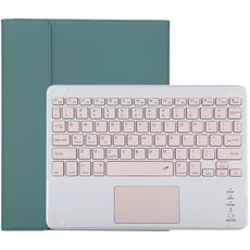 TG-102BC Tastiera Bluetooth staccabile rosa + custodia protettiva in pelle in microfibra per iPad da 10,2 pollici / iPad Air (2019), con touch pad, slot per penna e supporto (verde scuro)