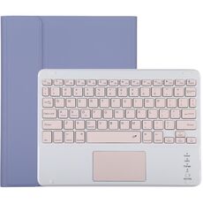 TG-102BC Tastiera Bluetooth staccabile rosa + custodia protettiva in pelle in microfibra per iPad 10,2 pollici / iPad Air (2019), con touch pad, slot per penna e supporto (viola)