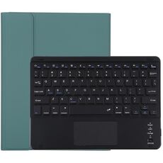 TG-102BC Tastiera Bluetooth staccabile nera + custodia protettiva in pelle in microfibra per iPad da 10,2 pollici / iPad Air (2019), con touch pad, slot per penna e supporto (verde scuro)