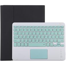 TG-102BC Tastiera Bluetooth verde staccabile + custodia protettiva in pelle in microfibra per iPad 10,2 pollici / iPad Air (2019), con touch pad, slot per penna e supporto (nero)
