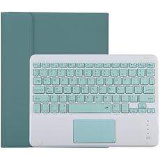 TG-102BC Tastiera Bluetooth verde staccabile + custodia protettiva in pelle in microfibra per iPad 10,2 pollici / iPad Air (2019), con touch pad, slot per penna e supporto (verde scuro)