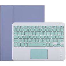 TG-102BC Tastiera Bluetooth staccabile verde + custodia protettiva in pelle in microfibra per iPad 10,2 pollici / iPad Air (2019), con touch pad, slot per penna e supporto (viola)