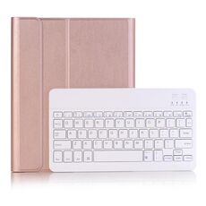 A102B per iPad 10,2 pollici 2019 Custodia in pelle con tastiera Bluetooth rimovibile ultrasottile con supporto e funzione slot per penna (oro rosa)