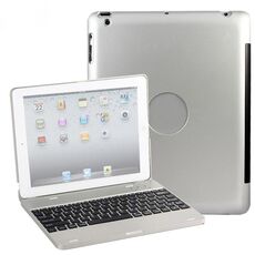 P2095 per iPad 4/3/2 versione laptop Cover protettiva per tastiera Bluetooth in lega di alluminio (argento)