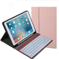 508A Tastiera Bluetooth staccabile + Custodia in pelle a ribaltamento orizzontale con supporto e retroilluminazione colorata per iPad Pro 9,7 pollici, iPad Air, iPad Air 2, iPad 9,7 pollici (2017), iPad 9,7 pollici (2018) (Champagne Gold)