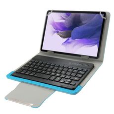 Custodia per tablet in pelle universale con tastiera e supporto per tastiera Bluetooth separabile per tablet PC da 10.1 pollici (blu)