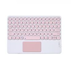 Tavoletta universale da 10 pollici da 10 pollici tastiera rotonda con tastiera wireless Bluetooth con pannello tattile (rosa)