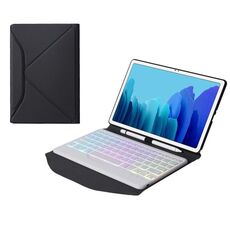 B500s Diamond Texture Triangolo Supporto posteriore Bluetooth Bluetooth Custodia in pelle con retroilluminazione per Samsung Galaxy Tab A7 10.4 2020 (Bianco + Nero)