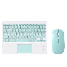871 9.7 pollici Tastiera Bluetooth wireless portatile con touch screen iPad + Mouse set per iPad (Mint Green + Mouse)