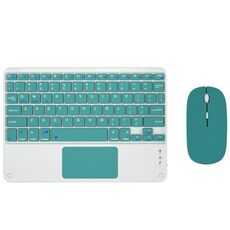 871 9.7 pollici Tastiera Bluetooth wireless portatile con touch screen iPad + Mouse set per iPad (verde + mouse)