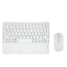 871 9.7 pollici Tastiera Bluetooth wireless portatile con touch screen iPad + Mouse set per iPad (Bianco + Mouse)