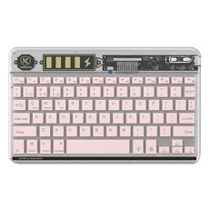 Tastiera Bluetooth con illuminazione trasparente Tastiera silenziosa wireless da 10 pollici (rosa)
