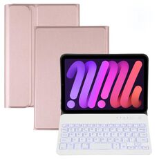 A06S Staccabile lampada da lampada a lampadina Ultra-sottile della tastiera del TPU ultra-sottile della tastiera Bluetooth con supporto per iPad Mini 6 (oro rosa)