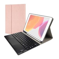 Tastiera Bluetooth di plastica magnetica rk109C con touchpad + modello di protezione del modello di seta TPU per iPad Air 2020, con slot e staffa della penna (oro rosa)