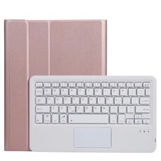 A11-A 2 in 1 tastiera Bluetooth rimovibile + custodia protettiva in pelle con touchpad e titolare per iPad Pro 11 2021/2020/2018, iPad Air 2020 (oro rosa)