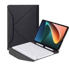 B0N5 Diamond Texture Bluetooth Case in pelle tastiera Bluetooth con supporto posteriore triangolare per Xiaomi Pad 5/5 Pro (nero + bianco)