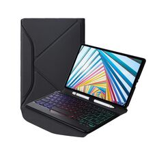 BM20S Backlight Diamond Texture Bluetooth Case in pelle tastiera Bluetooth con supporto posteriore triangolare per Lenovo M10 più 10,3 pollici TB-X606 / TB-X606F (nero + nero)