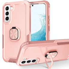 Per Samsung Galaxy S22 5G 3 in 1 porta ad anello PC + Custodia per telefono TPU (oro rosa)