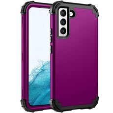 Per Samsung Galaxy S22 5G PC + Custodia al telefono silicone (Purple scuro + nero)