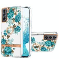 Per Samsung Galaxy S22 5G Ring IMD Flowers TPU Telefono (Rose blu)