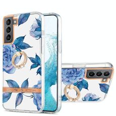 Per Samsung Galaxy S22 5G Ring IMD Flowers TPU Telefono (blu Peony)