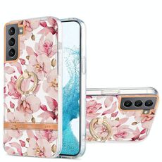Per Samsung Galaxy S22 5G Ring IMD Flowers TPU Telefono (rosa Gardenia)