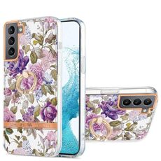 Per Samsung Galaxy S22 5G Ring IMD Flowers TPU Telefono (Purple Peony)