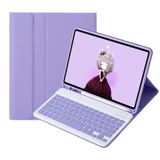 A06B Custodia in pelle con tastiera Bluetooth staccabile ultrasottile con slot per penna e supporto per iPad mini 6 / mini 7 (viola)