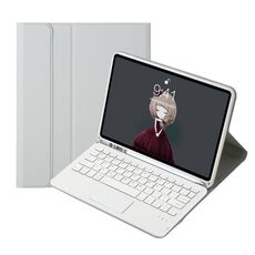 A11B-A Custodia in pelle con tastiera Bluetooth con tasti quadrati in pelle di agnello con controllo touch per iPad Air 4 2020 10.9 / Pro 11 pollici 2021 e 2020 e 2018 (grigio)