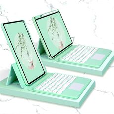Custodia in pelle tastiera Bluetooth con touchpad e custodia inferiore rotabile per iPad 10.2 2021 e 2020 e 2019 / AIR 2019 / Pro 10,5 pollici (verde)