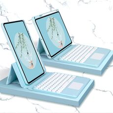 Custodia in pelle tastiera Bluetooth con touchpad e custodia inferiore rotabile per iPad 10.2 2021 e 2020 e 2019 / AIR 2019 / Pro 10,5 pollici (cielo blu)