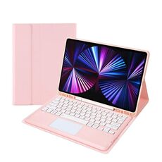 T12B-A Custodia per tablet in pelle con tastiera Bluetooth e touchpad staccabile per iPad Air 13 2025/2024/Pro 12,9 pollici 2021/2020/2018 (rosa)