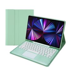 T12B-A Custodia per tablet in pelle con tastiera Bluetooth e touchpad staccabile per iPad Air 13 2025/2024/Pro 12,9 pollici 2021/2020/2018 (verde menta)