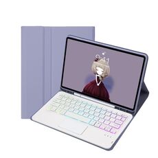 T098B-AS Custodia in pelle per tablet con tastiera Bluetooth retroilluminata e slot per penna con effetto pelle per iPad Air 11 2025/2024/Air 4 10.9 2020/Air 5 10.9 2022 (viola)