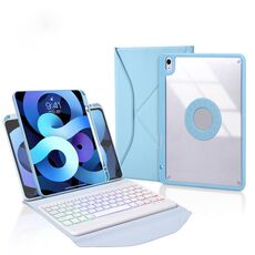 Z098BS Custodia per tablet in pelle con tastiera Bluetooth retroilluminata con slot per penna per iPad Air 10.9 2022/2020 (azzurro)