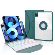 Z11B-AS Slot per penna Touchpad Retroilluminazione Tastiera Bluetooth Custodia per tablet in pelle per iPad Pro 11 2021/2020/2018 (verde)