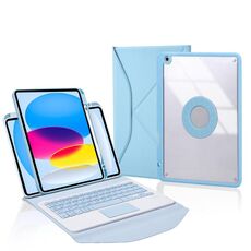 Z10B-A Per iPad 10th Gen 10.9 2022 Pen Slot Touchpad Tastiera Bluetooth Custodia in pelle per tablet (azzurro cielo)