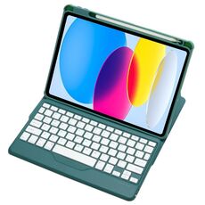 Custodia in pelle per tastiera Bluetooth trasparente in acrilico con rotazione a 360 gradi per iPad 2022 (verde)