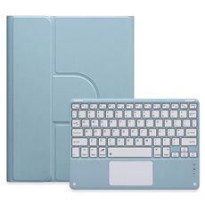 Custodia in pelle per tastiera Bluetooth girevole a 360 gradi per iPad Air 2022 / iPad Pro 11 2021 con touchpad (blu nebbia)