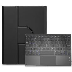 Custodia in pelle per tastiera Bluetooth girevole a 360 gradi per iPad Air 2022 / iPad Pro 11 2021 con pulsante quadrato con touchpad (nero)